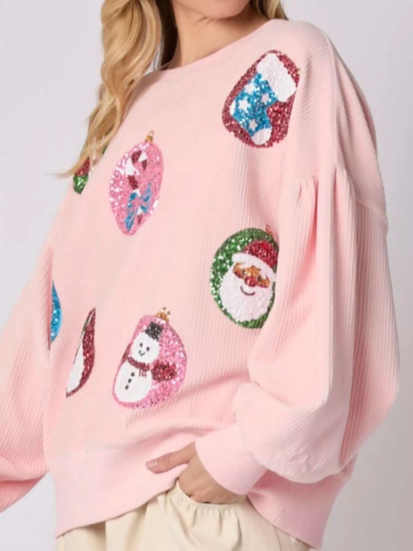 Trendsi Christmas Sequin Embellished Sweatshirt
