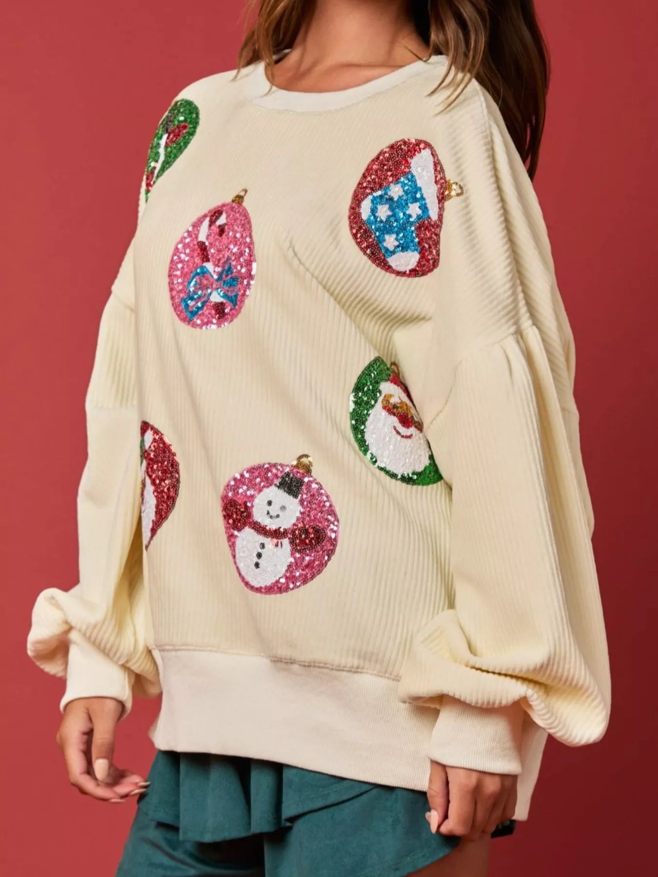Trendsi Christmas Sequin Embellished Sweatshirt