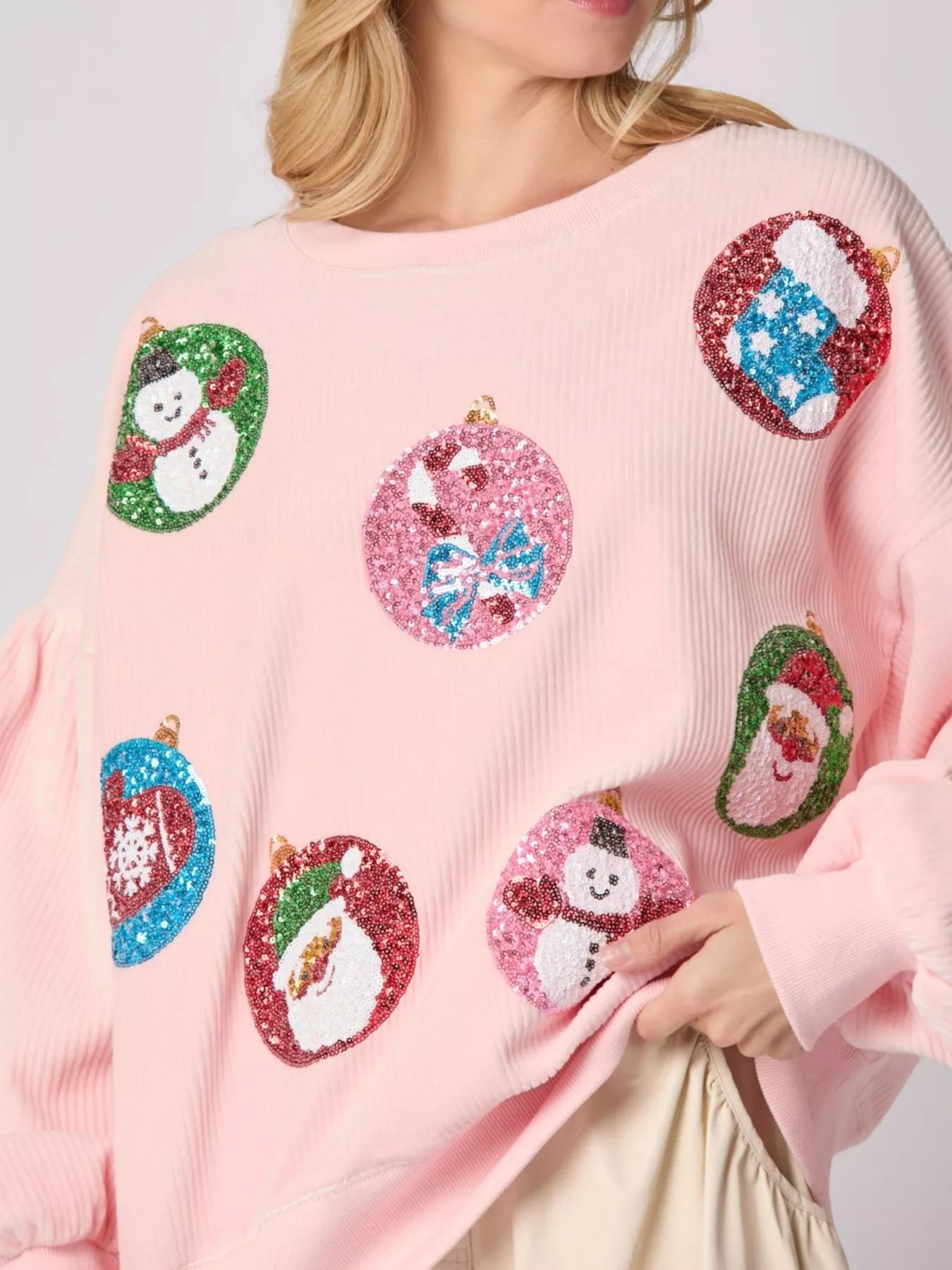 Trendsi Christmas Sequin Embellished Sweatshirt