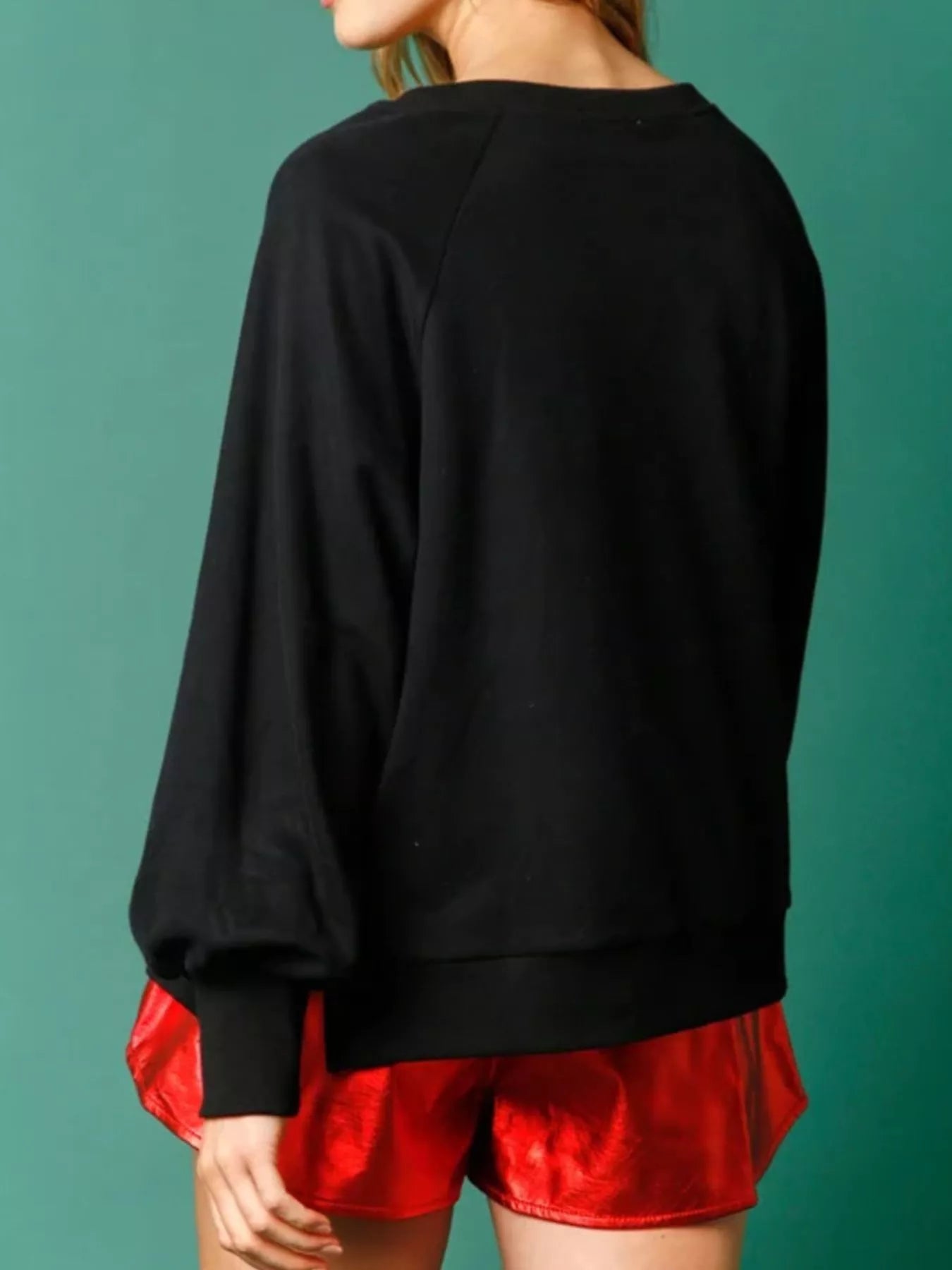 Trendsi Christmas Sequin Gingerbread Round Neck Sweatshirt