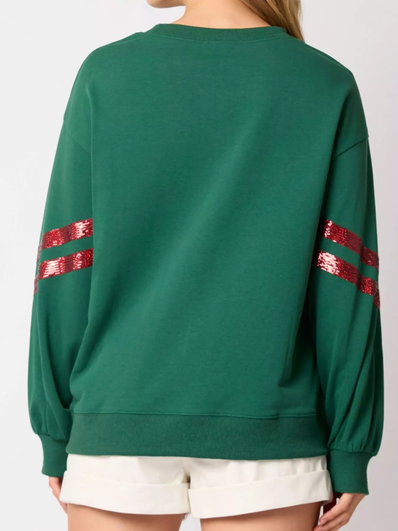 Trendsi Christmas Sequin Santa Hat Holiday Sweatshirt