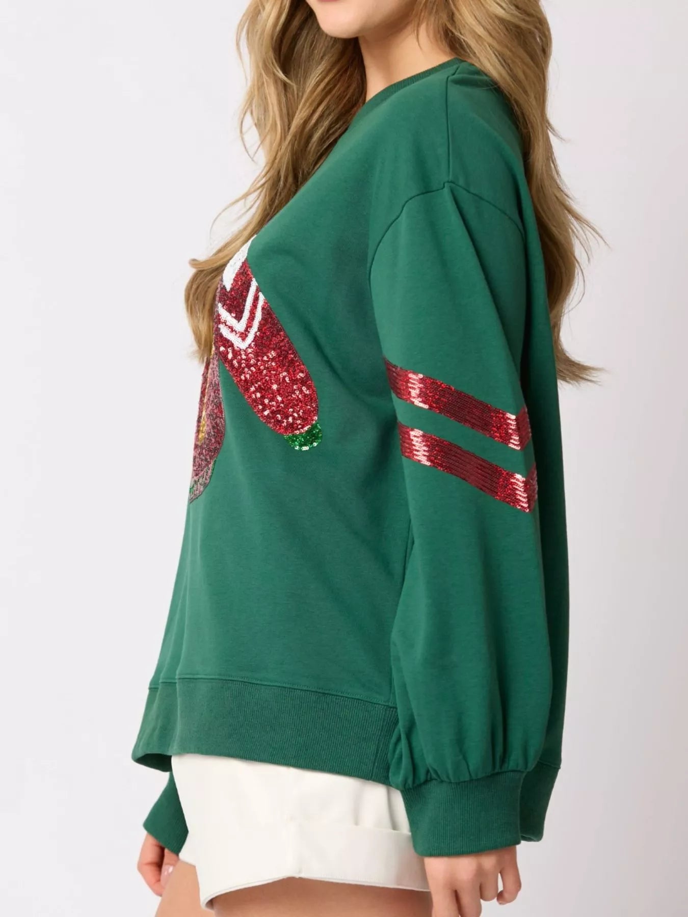 Trendsi Christmas Sequin Santa Hat Holiday Sweatshirt