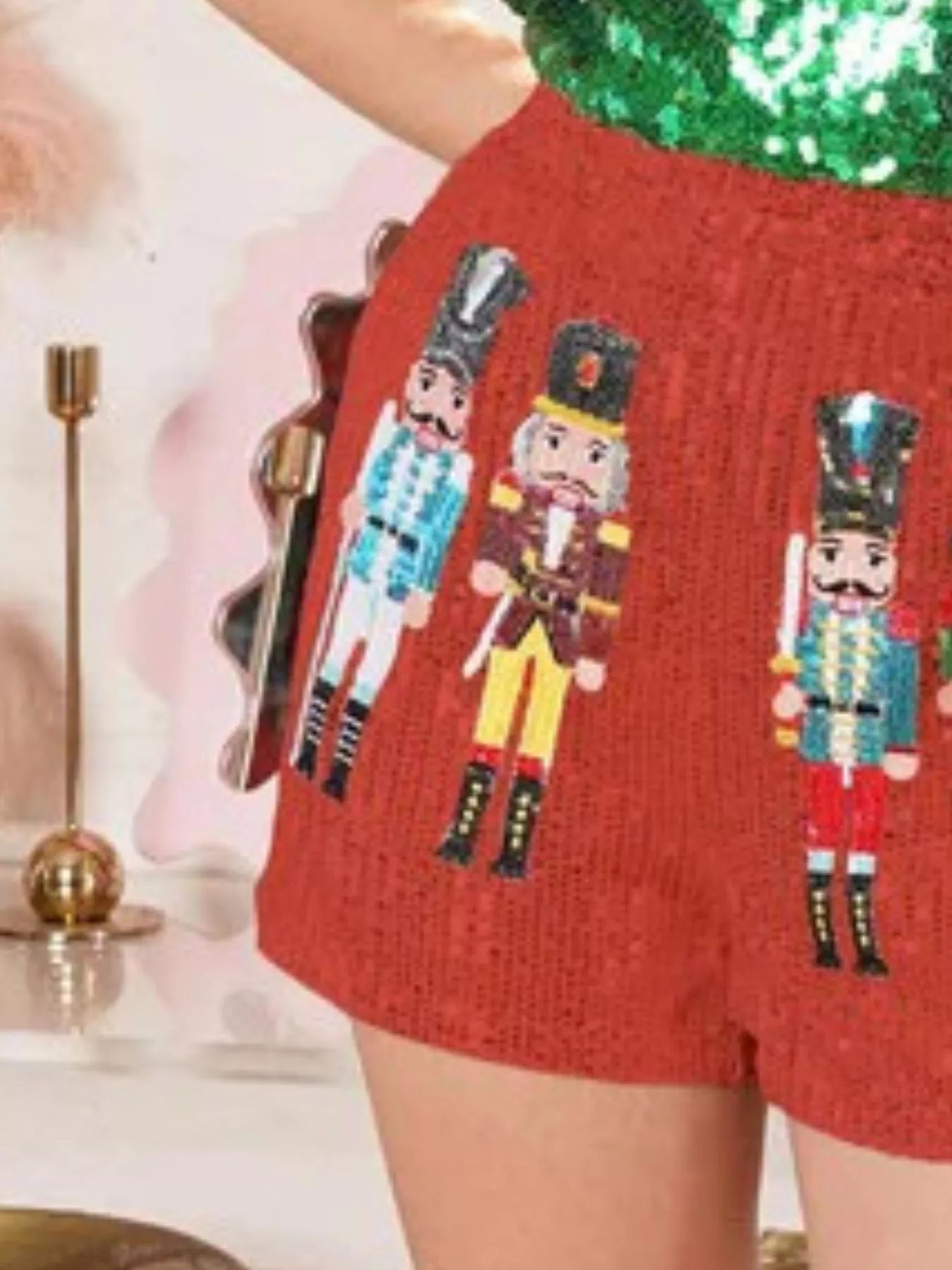 Trendsi Christmas Sequined Nutcracker Shorts
