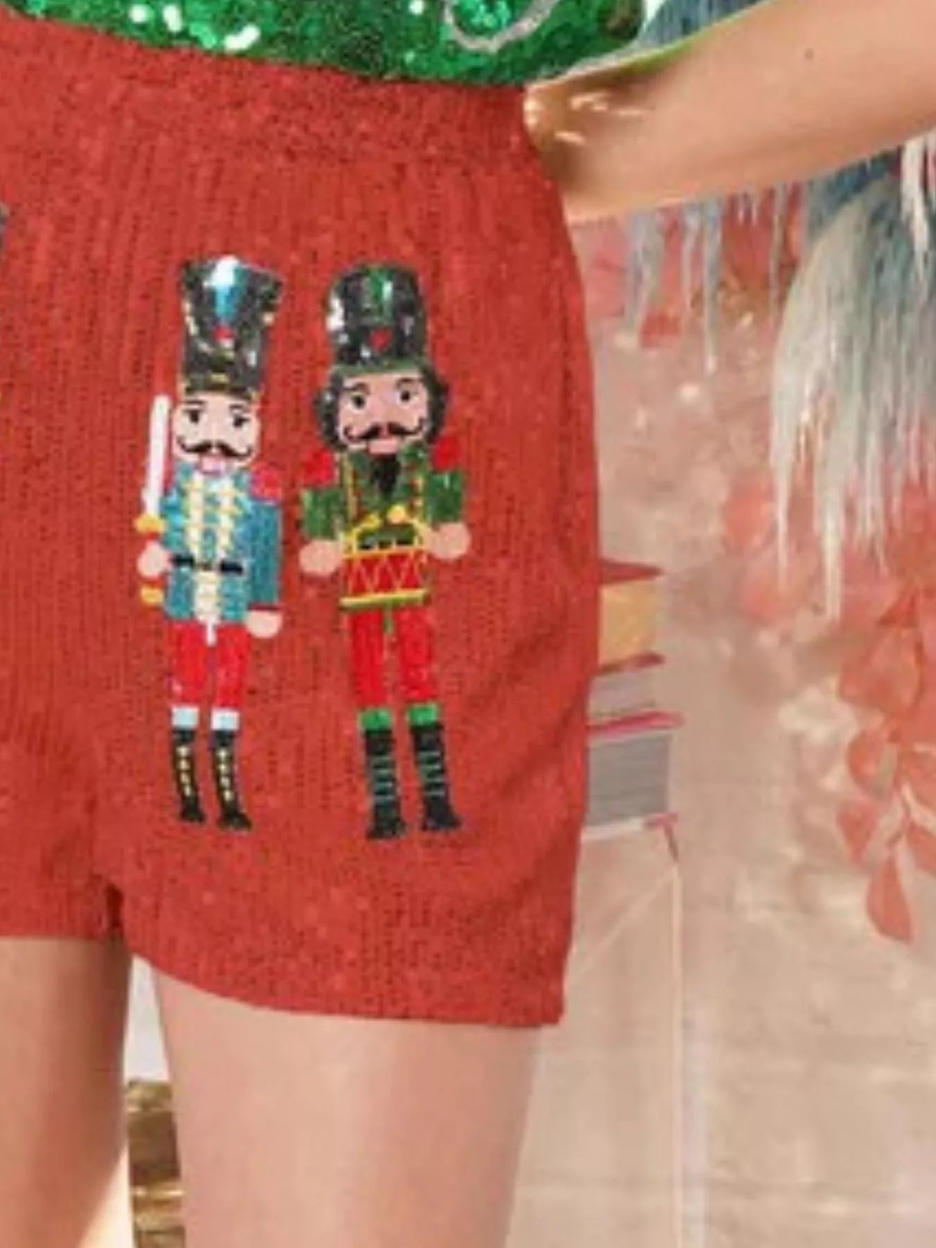 Trendsi Christmas Sequined Nutcracker Shorts