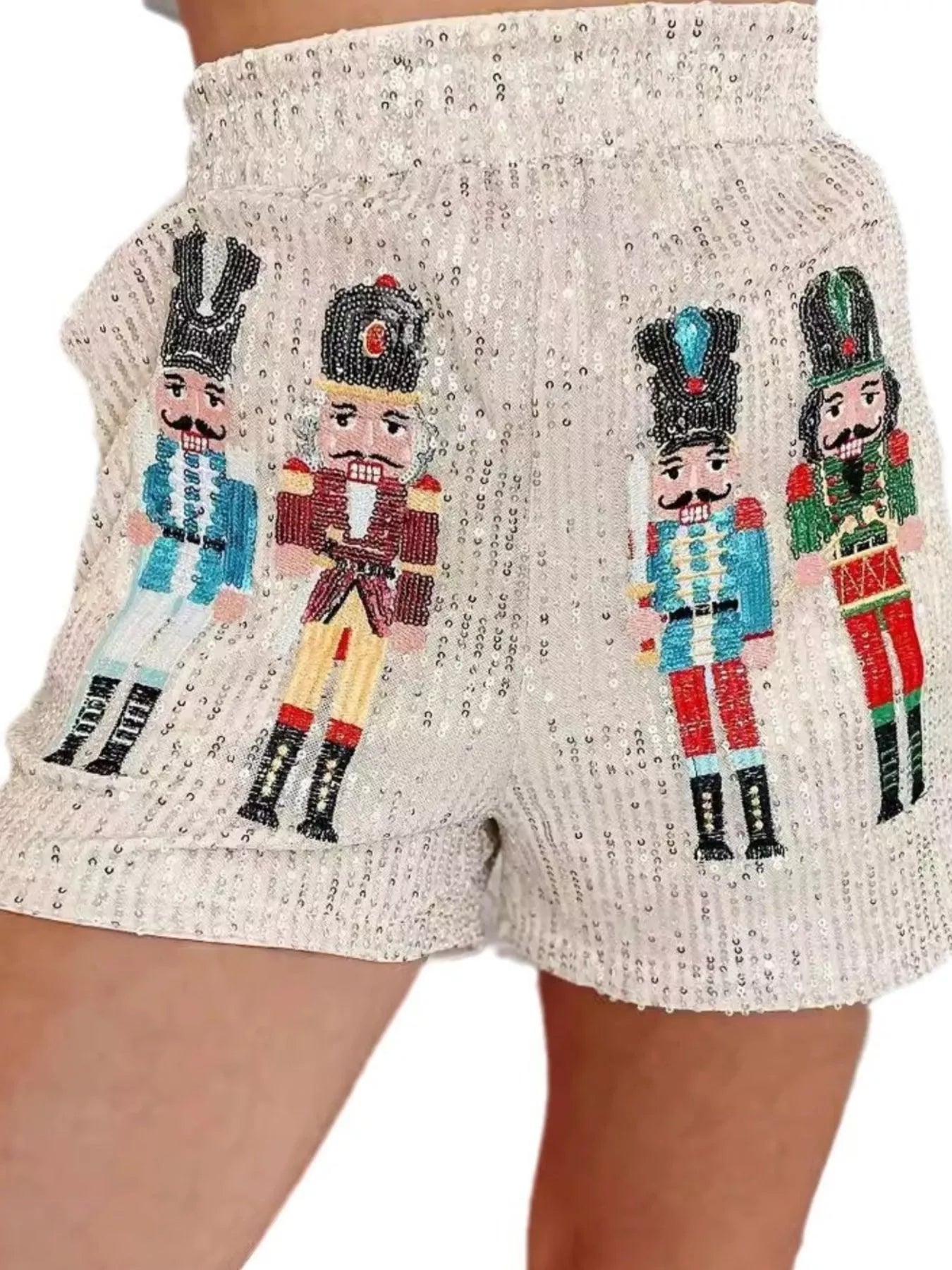 Trendsi Christmas Sequined Nutcracker Shorts