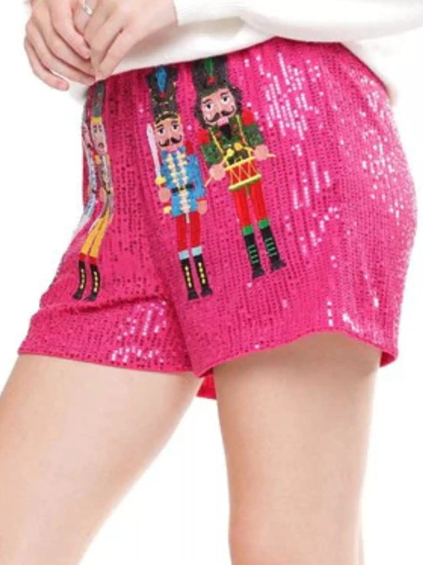 Trendsi Christmas Sequined Nutcracker Shorts