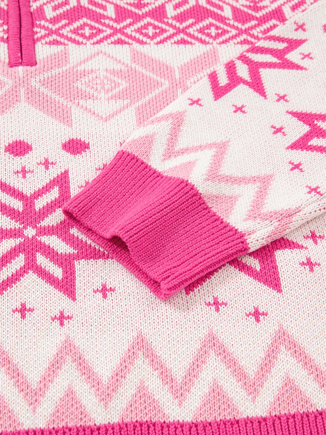 Trendsi Christmas Snowflake Quarter Zip Collard Sweater