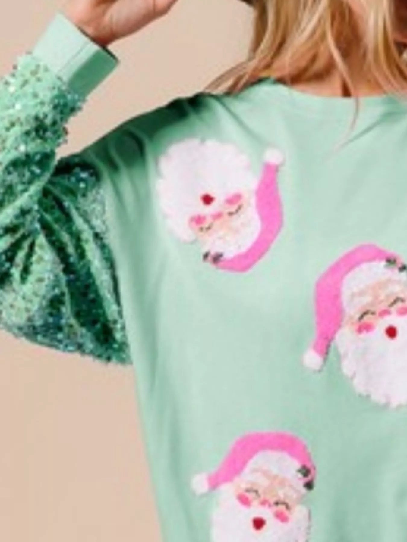 Trendsi Christmas Theme Sequin Long Sleeve Sweatshirt