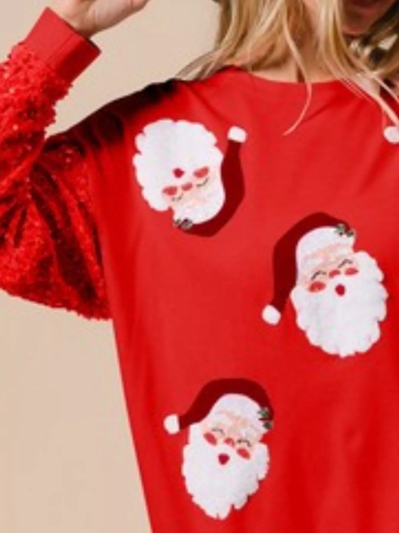 Trendsi Christmas Theme Sequin Long Sleeve Sweatshirt