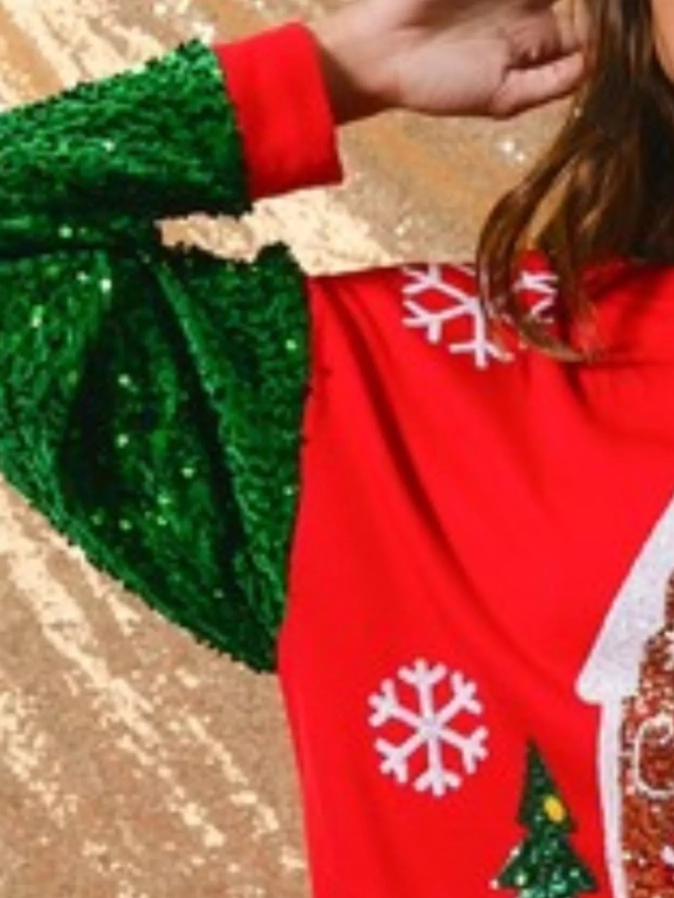 Trendsi Christmas Theme Sequin Long Sleeve Sweatshirt