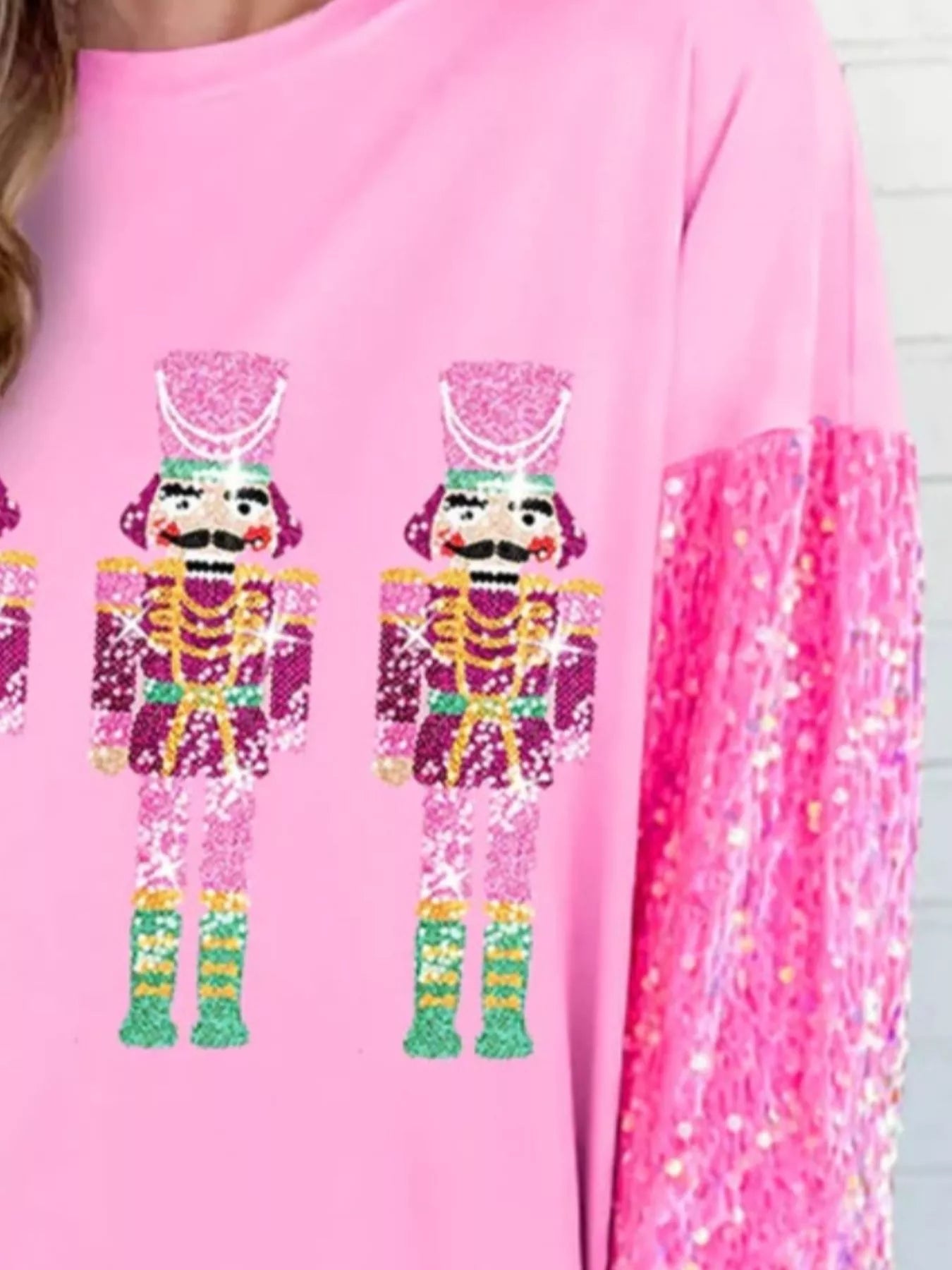 Trendsi Christmas Theme Sequin Long Sleeve Sweatshirt