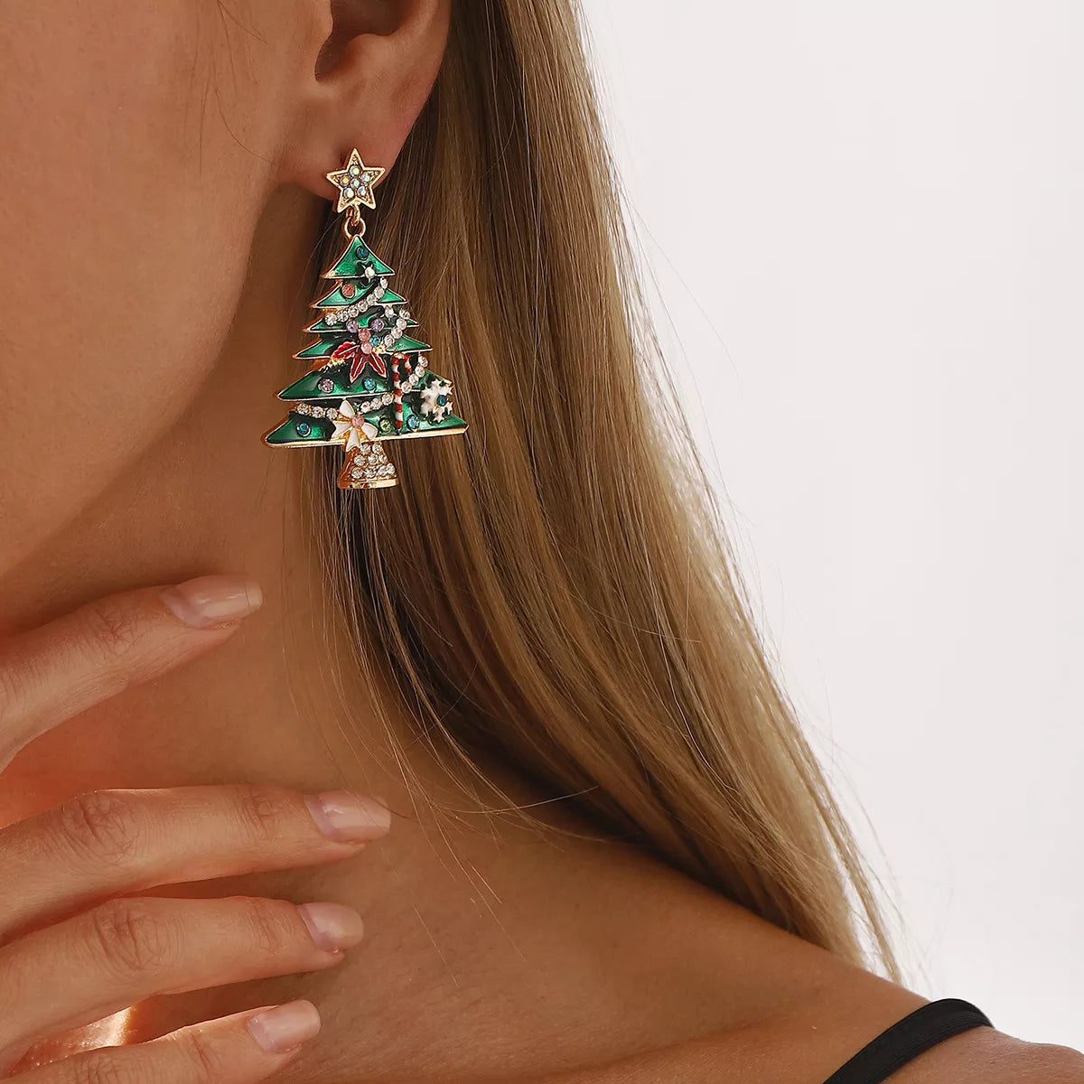 Trendsi Christmas Tree Dangle Earrings