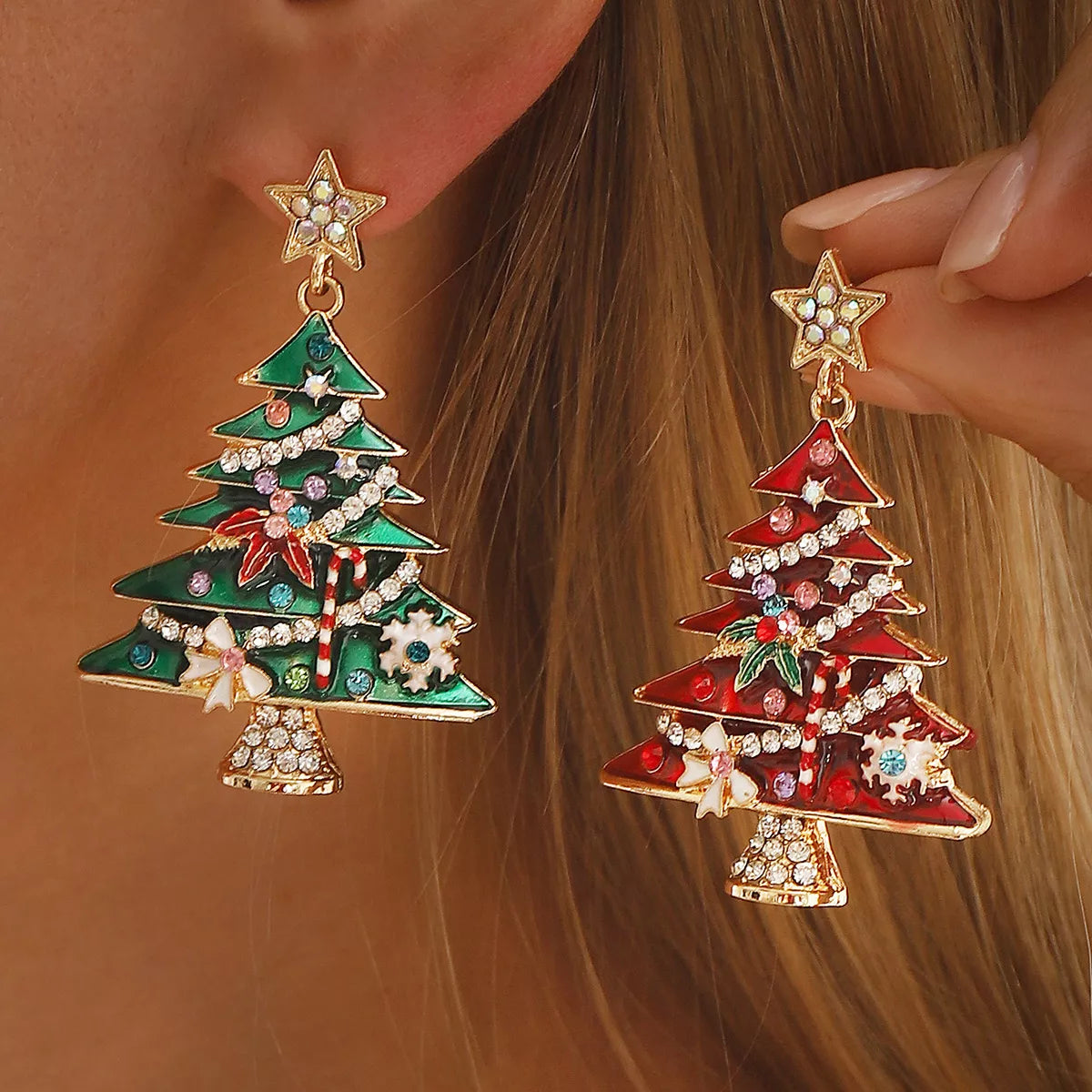 Trendsi Christmas Tree Dangle Earrings