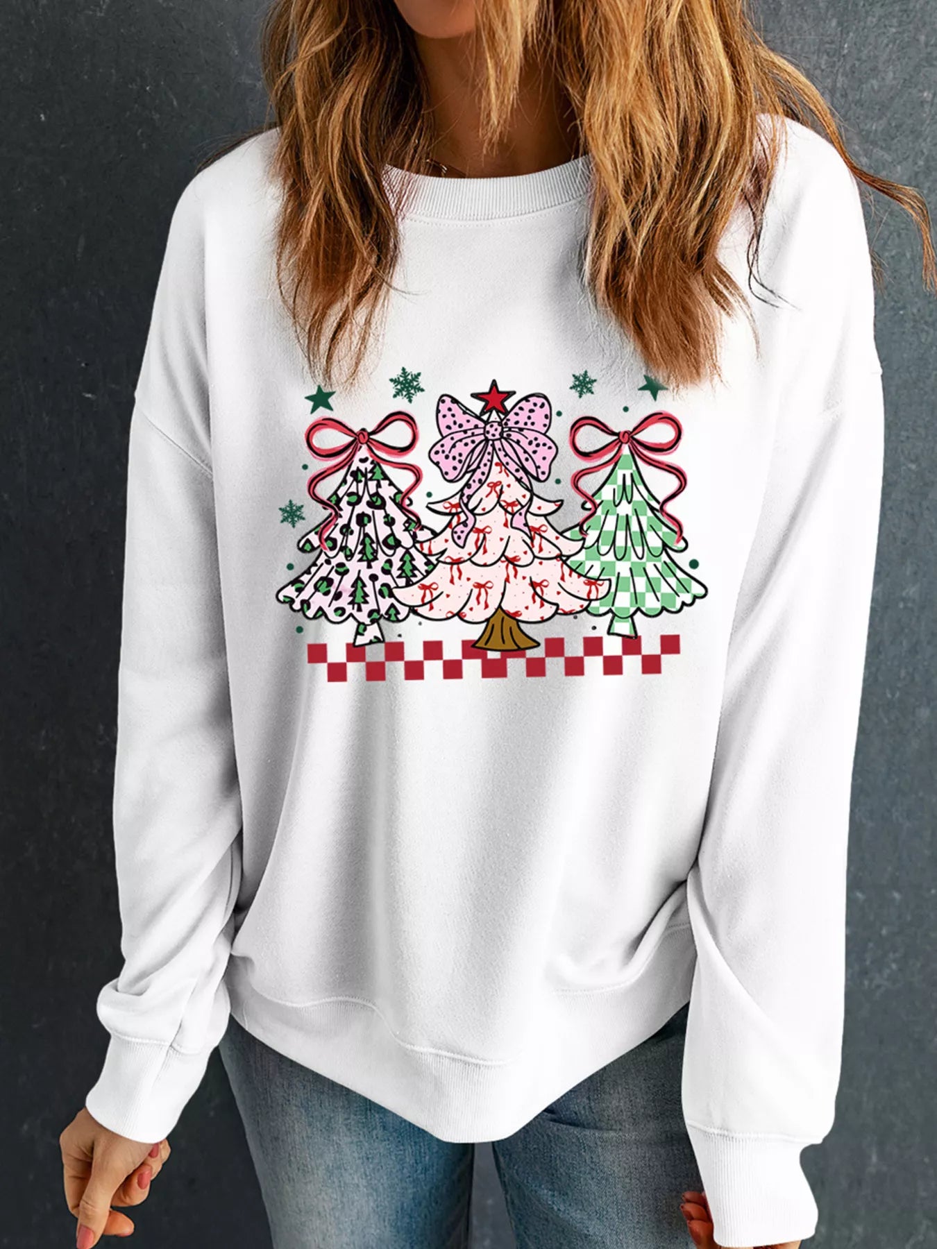 Trendsi Christmas Tree Graphic Customized Holiday Sweatshirt