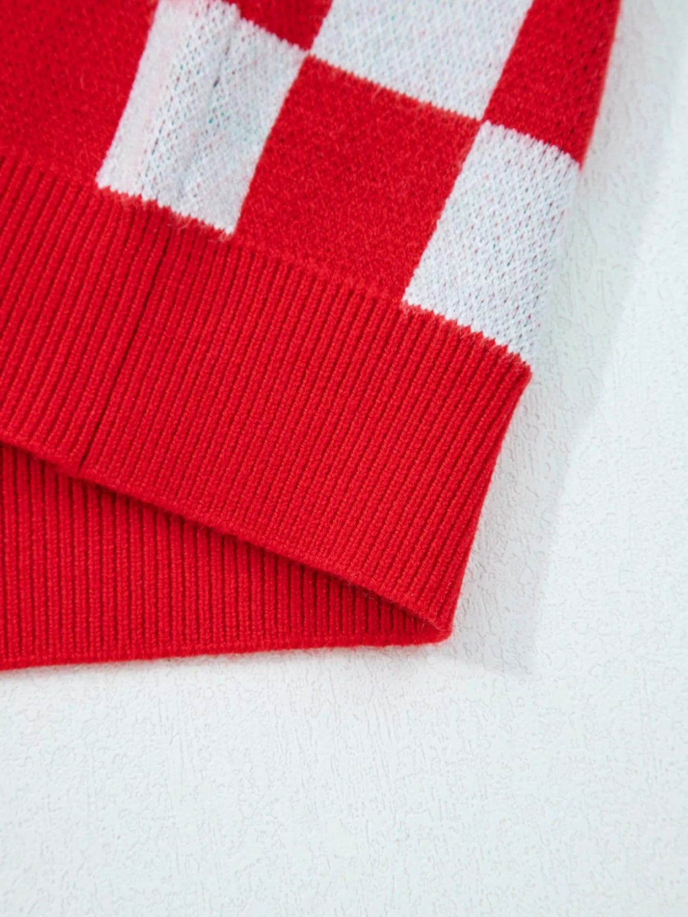 Trendsi Christmas Tree Pattern Checkered Button V Neck Cardigan