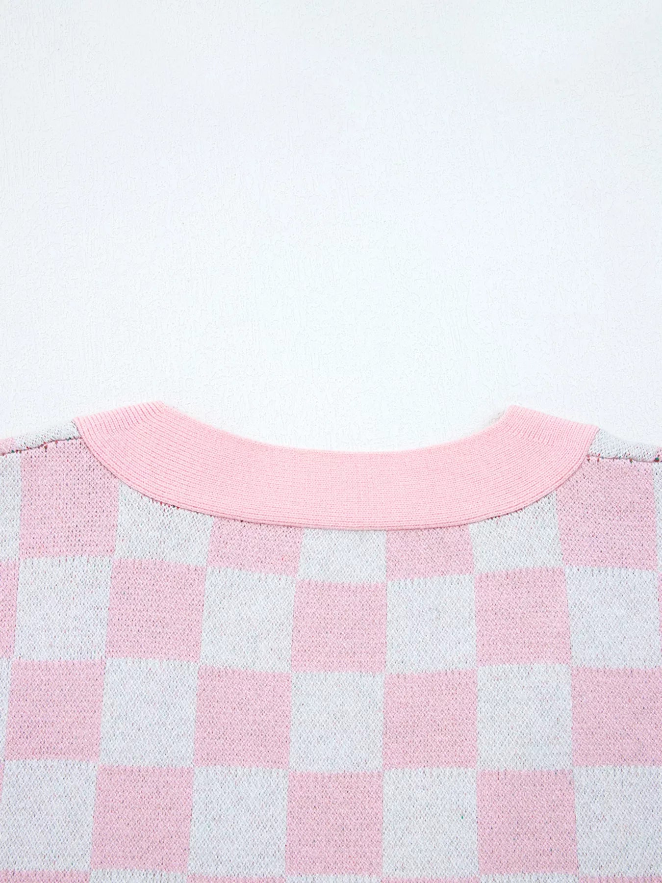 Trendsi Christmas Tree Pattern Checkered Button V Neck Cardigan