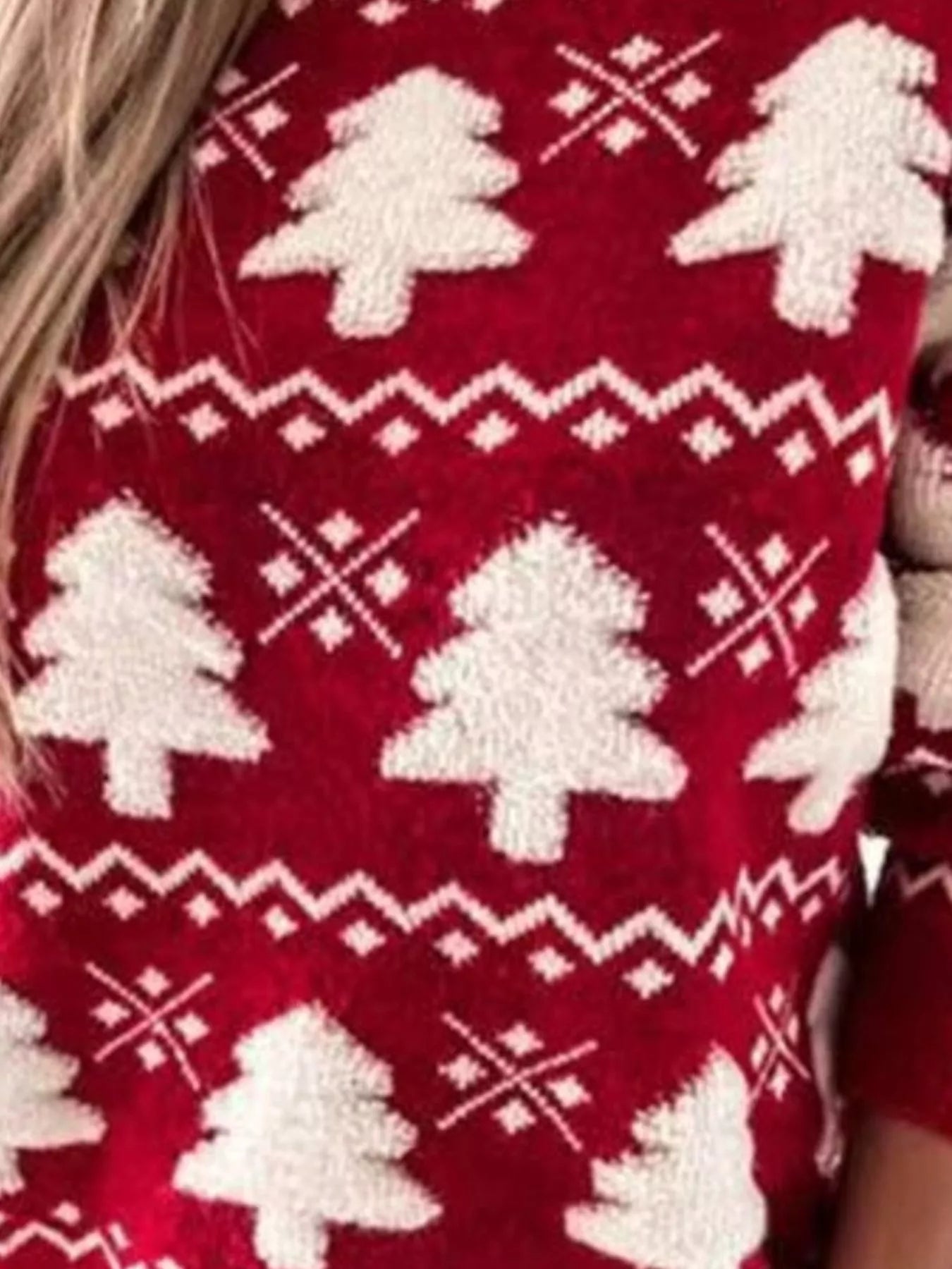 Trendsi Christmas Tree Pattern Long Sleeve Sweater