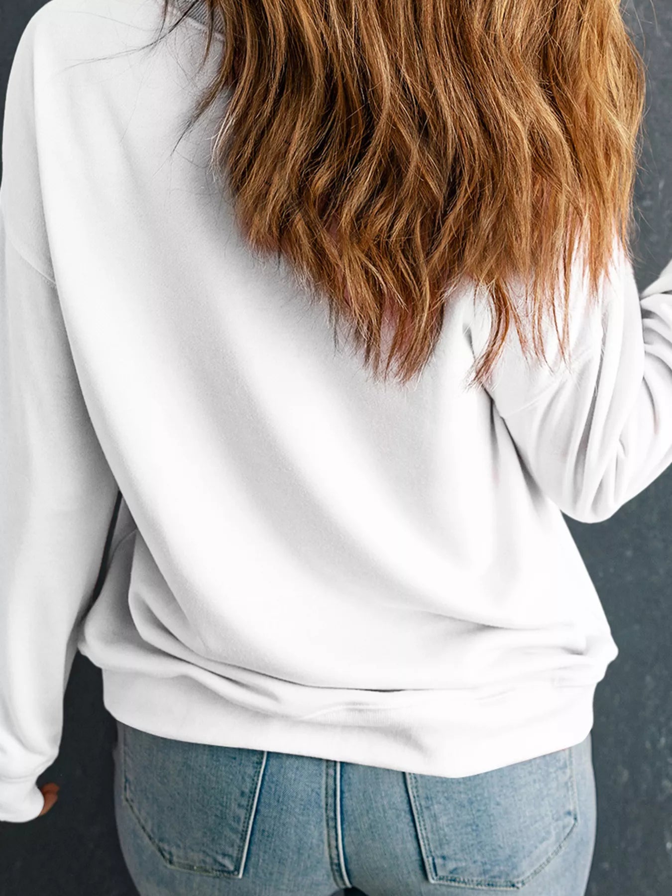 Trendsi Christmas Tree Ribbon Bow Printed Drop Shoulder Sweatshirt