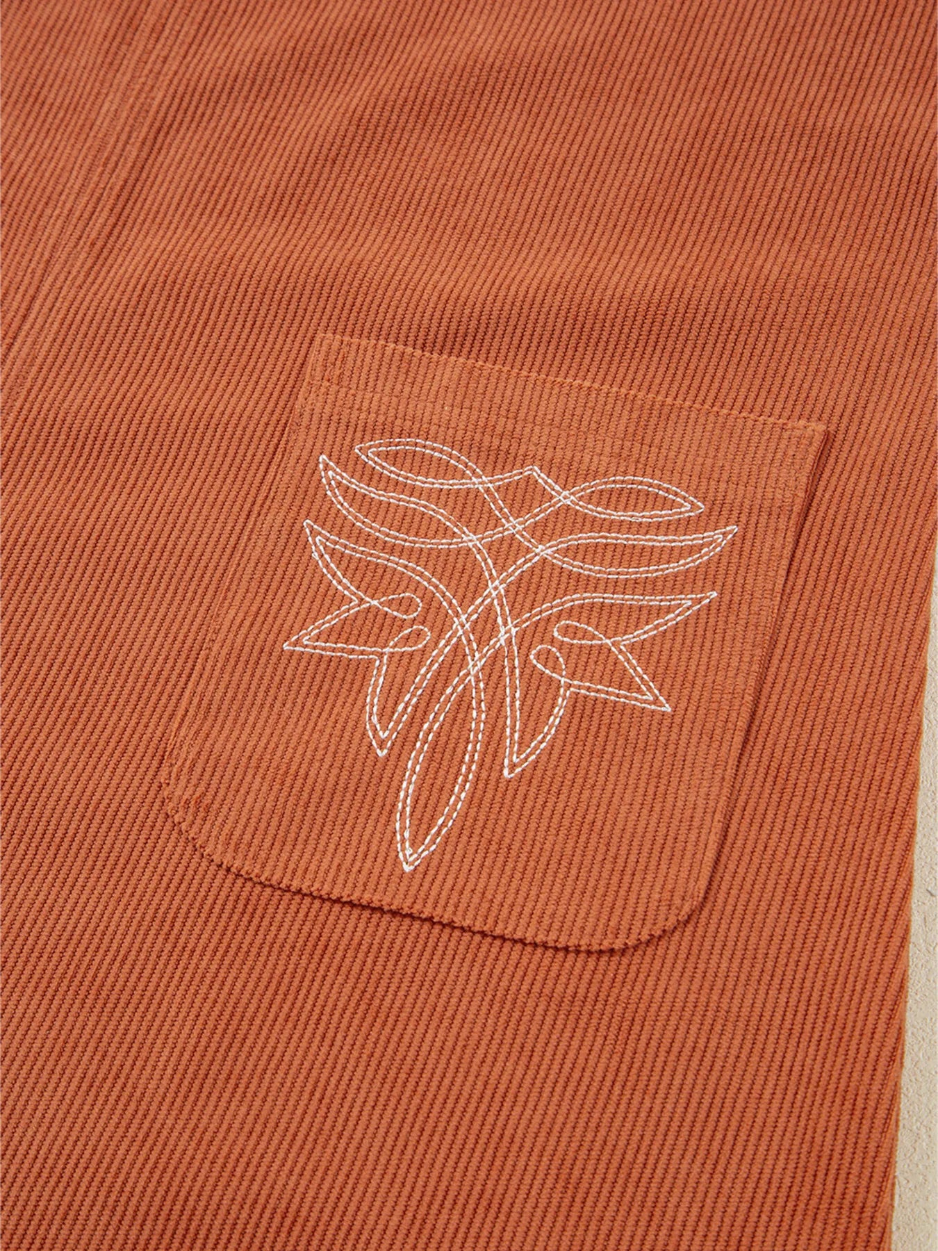 Trendsi Corduroy Western Embroidered Patched Pocket Shift Sleeveless Mini Dress