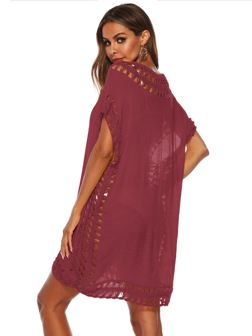 Trendsi Cutout V-Neck Short Sleeve Cover-Up