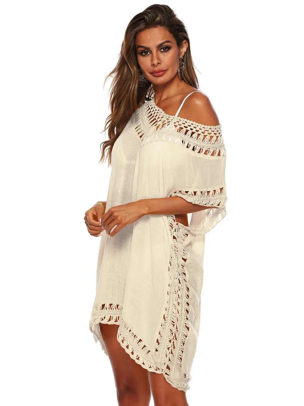 Trendsi Cutout V-Neck Short Sleeve Cover-Up