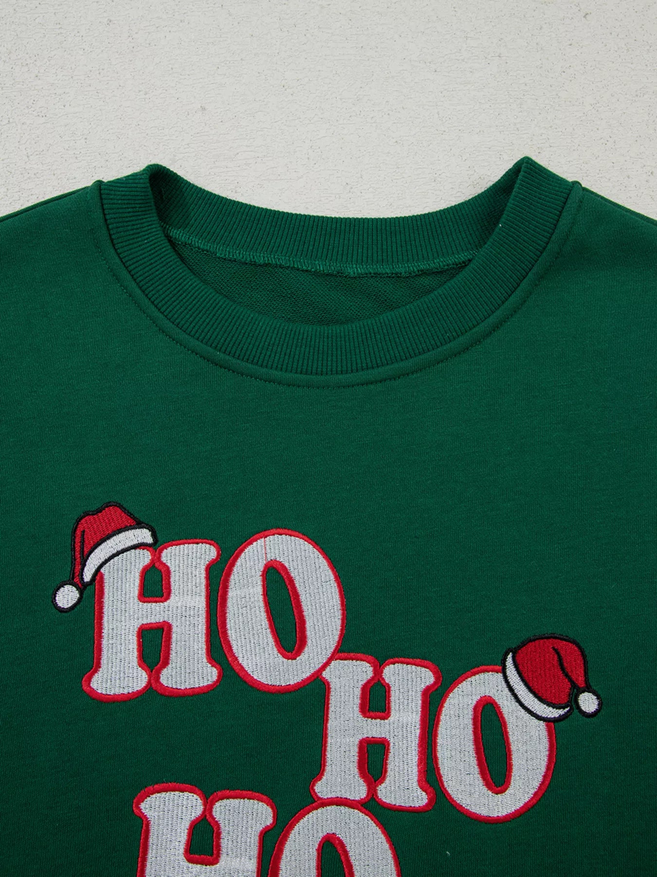 Trendsi Embroidered Letter Christmas Round Neck Sweatshirt