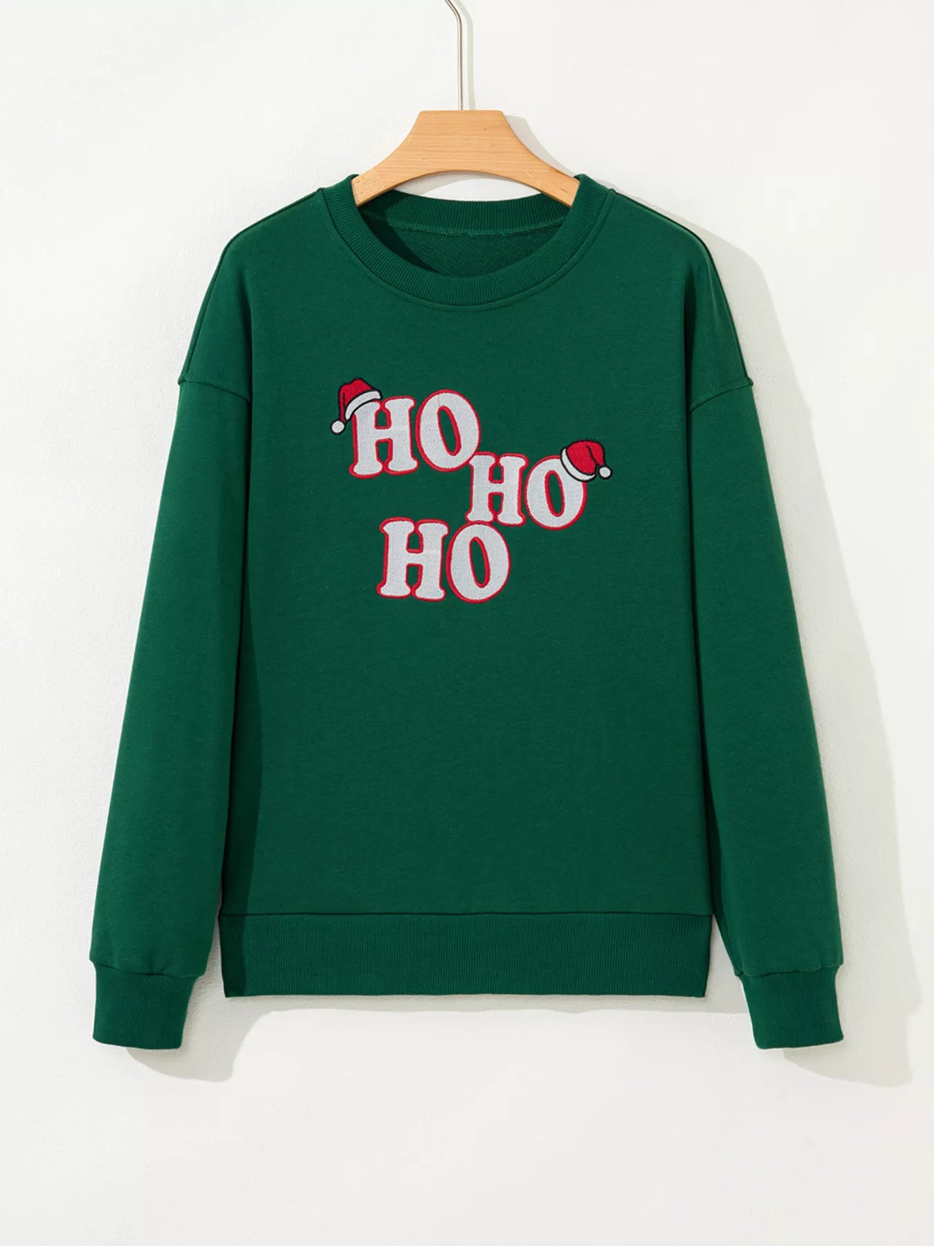 Trendsi Embroidered Letter Christmas Round Neck Sweatshirt