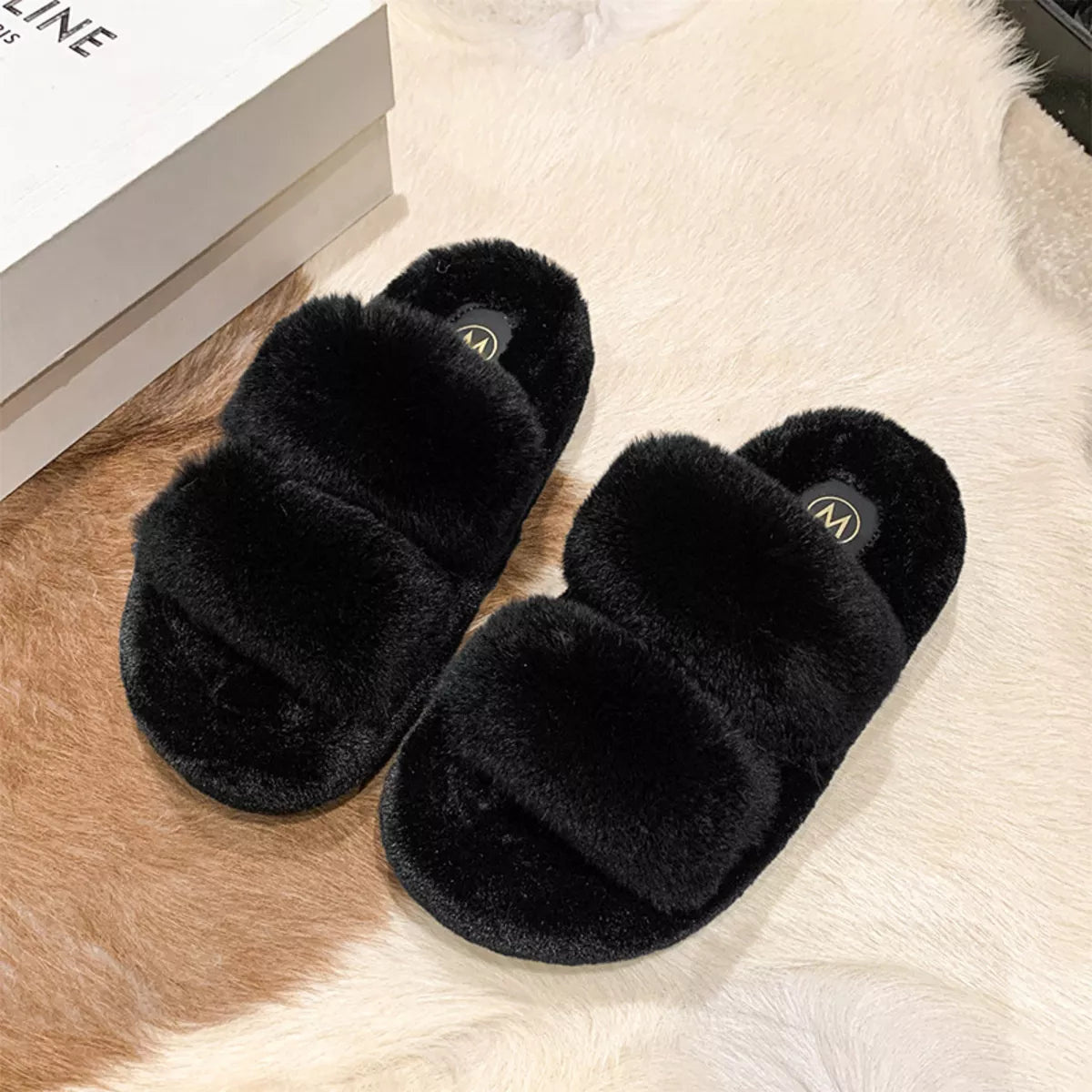 Trendsi Fluffy Open Toe Slippers