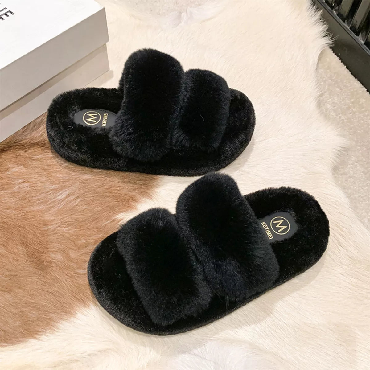 Trendsi Fluffy Open Toe Slippers