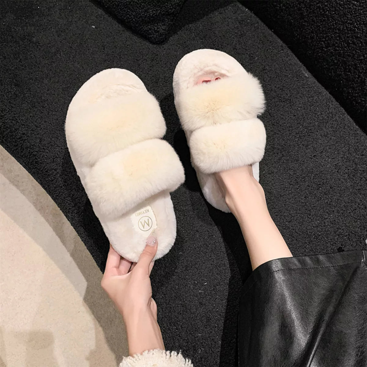 Trendsi Fluffy Open Toe Slippers