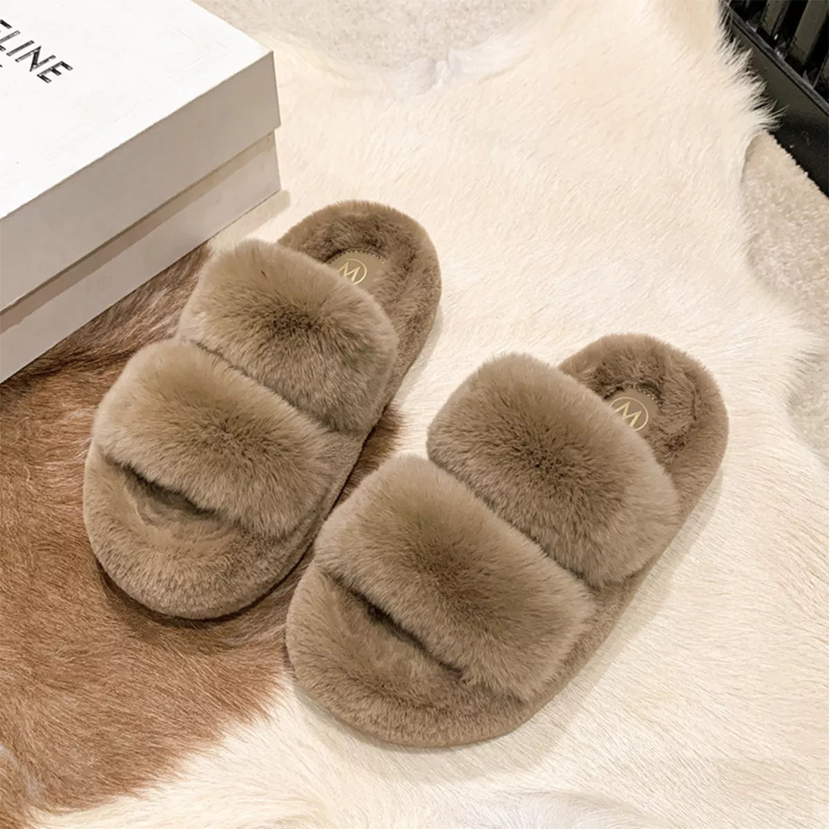 Trendsi Fluffy Open Toe Slippers