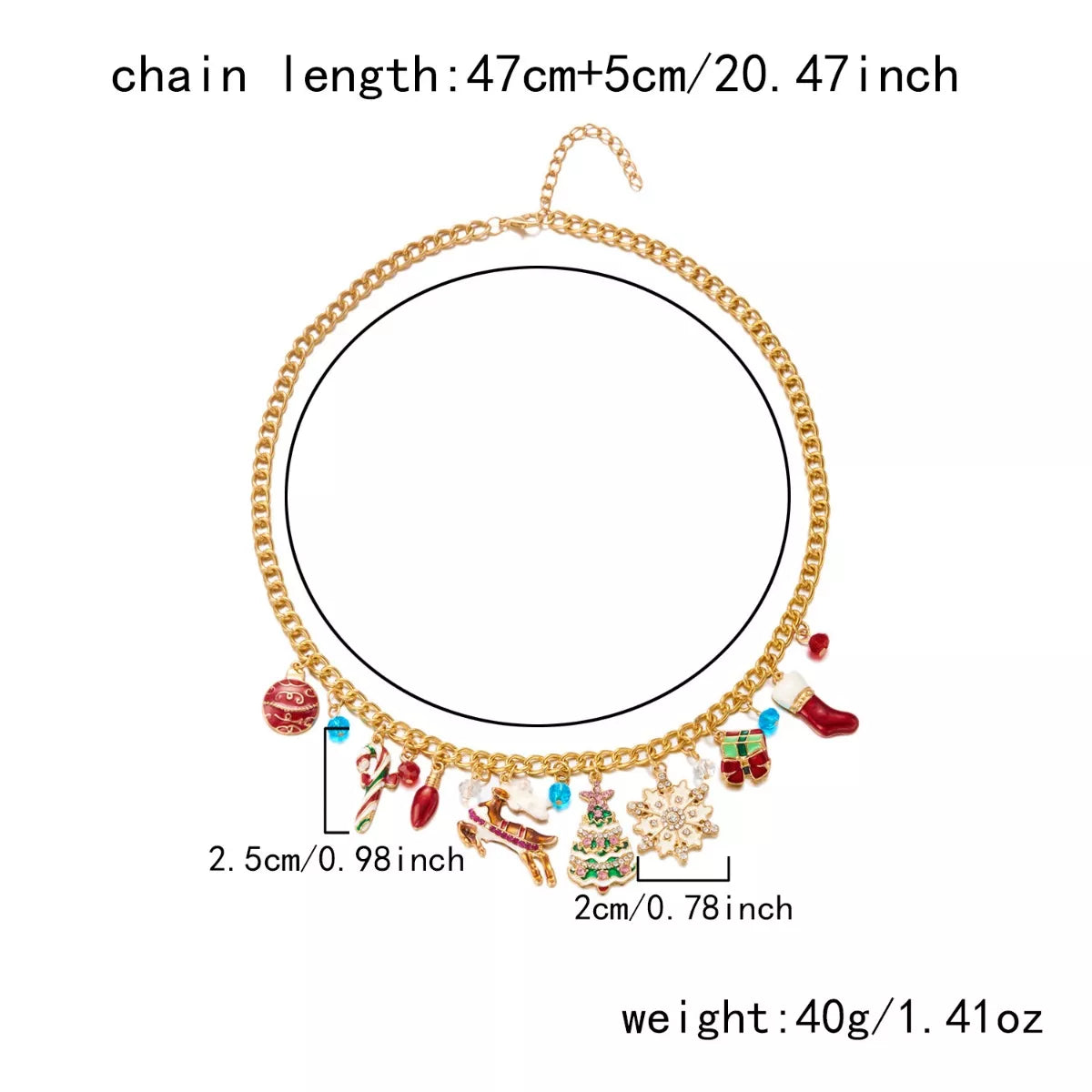 Trendsi Gold / One Size 18K Gold-Plated Christmas Charm Necklace
