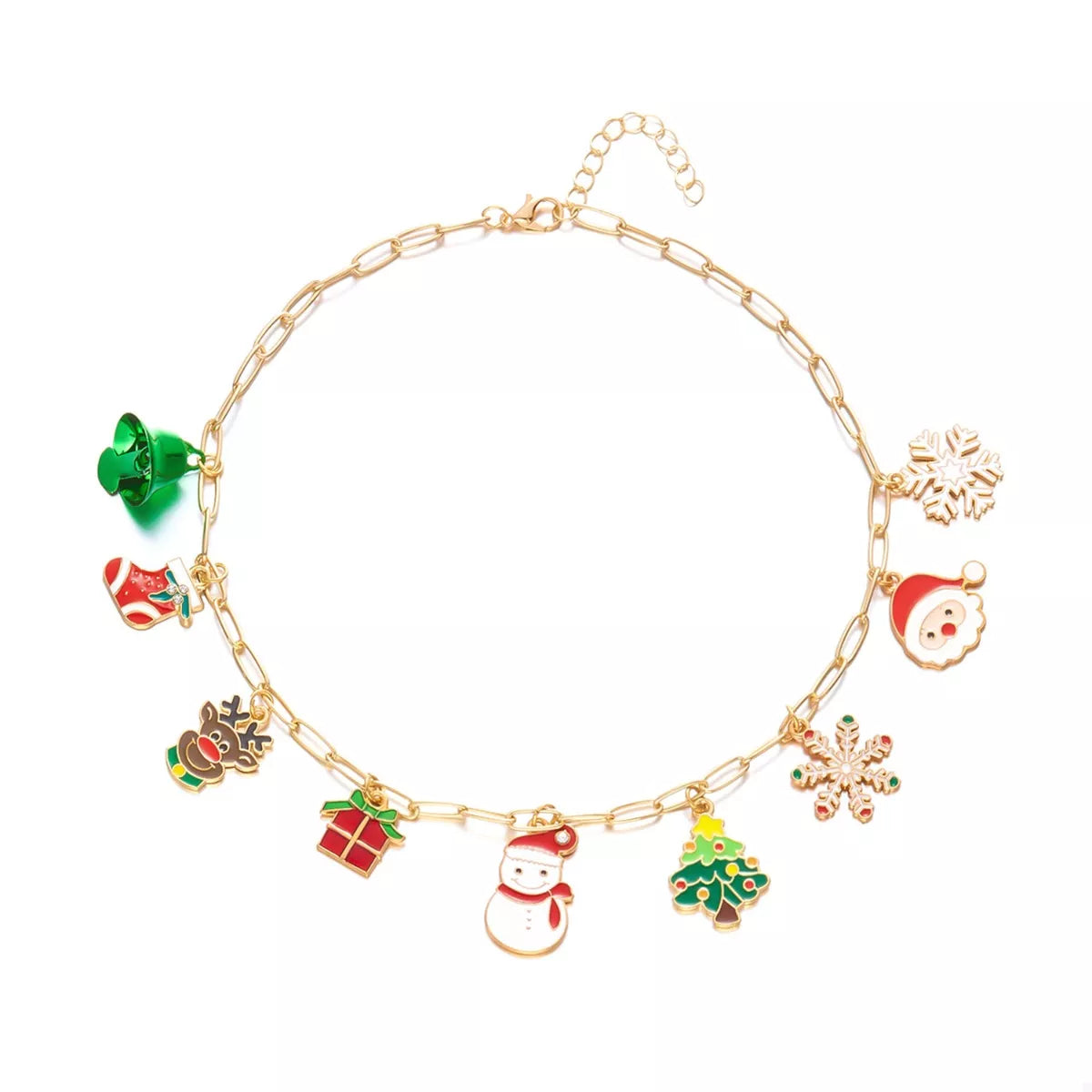 Trendsi Gold / One Size 18K Gold-Plated Resin Christmas Theme Necklace