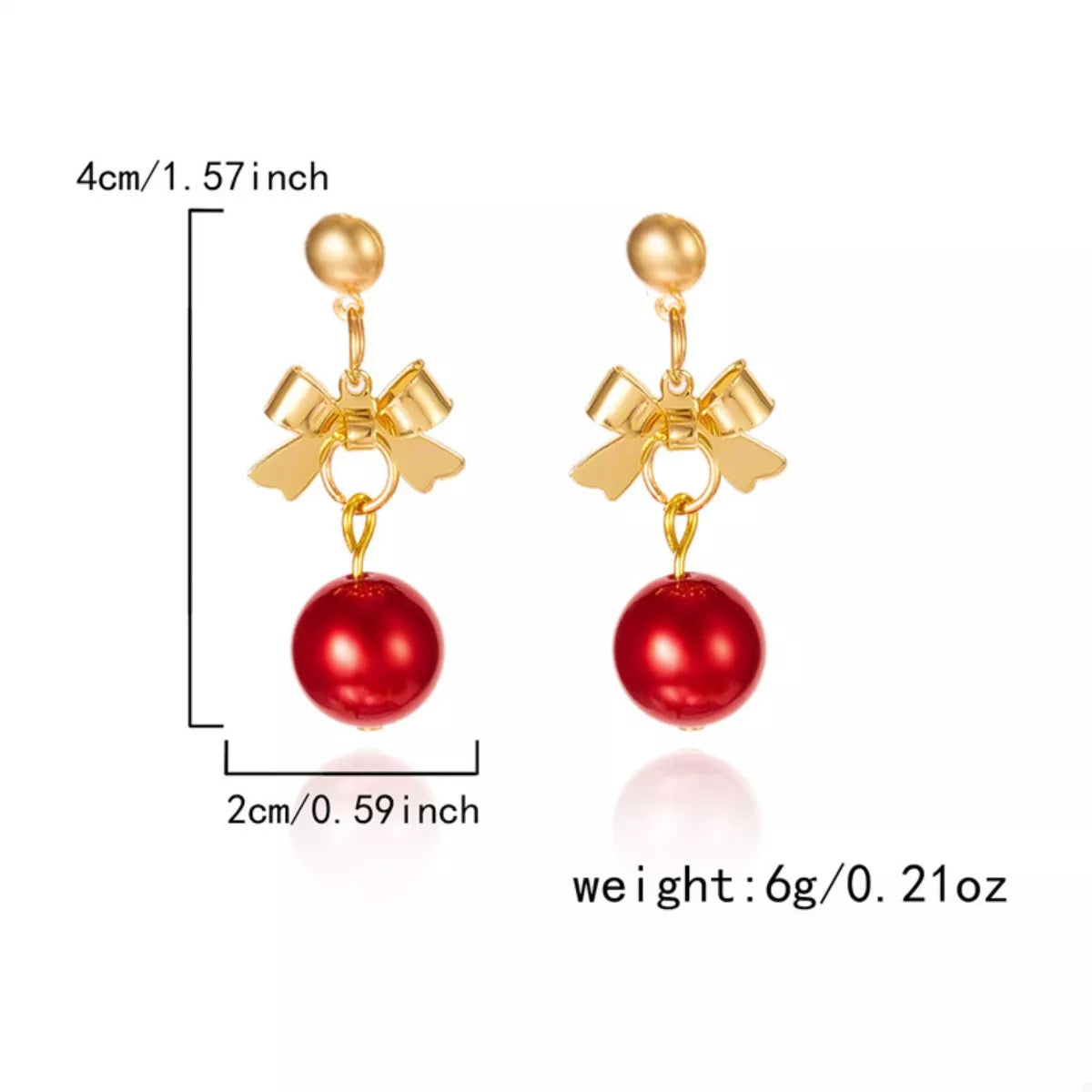 Trendsi Gold / One Size Christmas 18K Gold-Plated Ball Drop Earrings