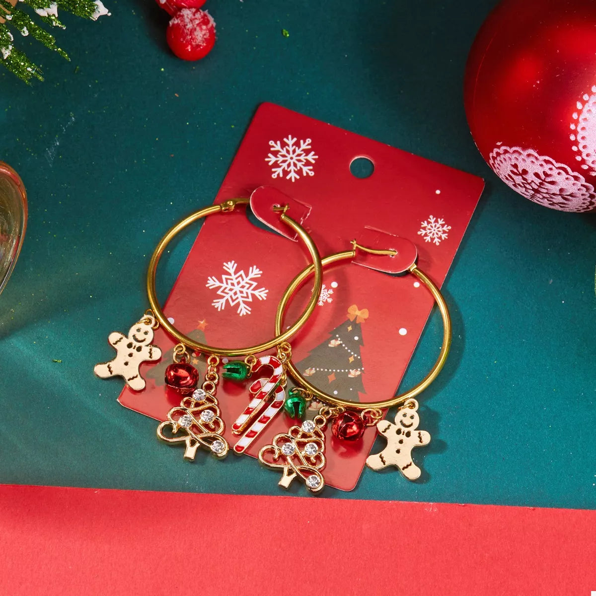 Trendsi Gold / One Size Christmas Theme Hoop Earrings