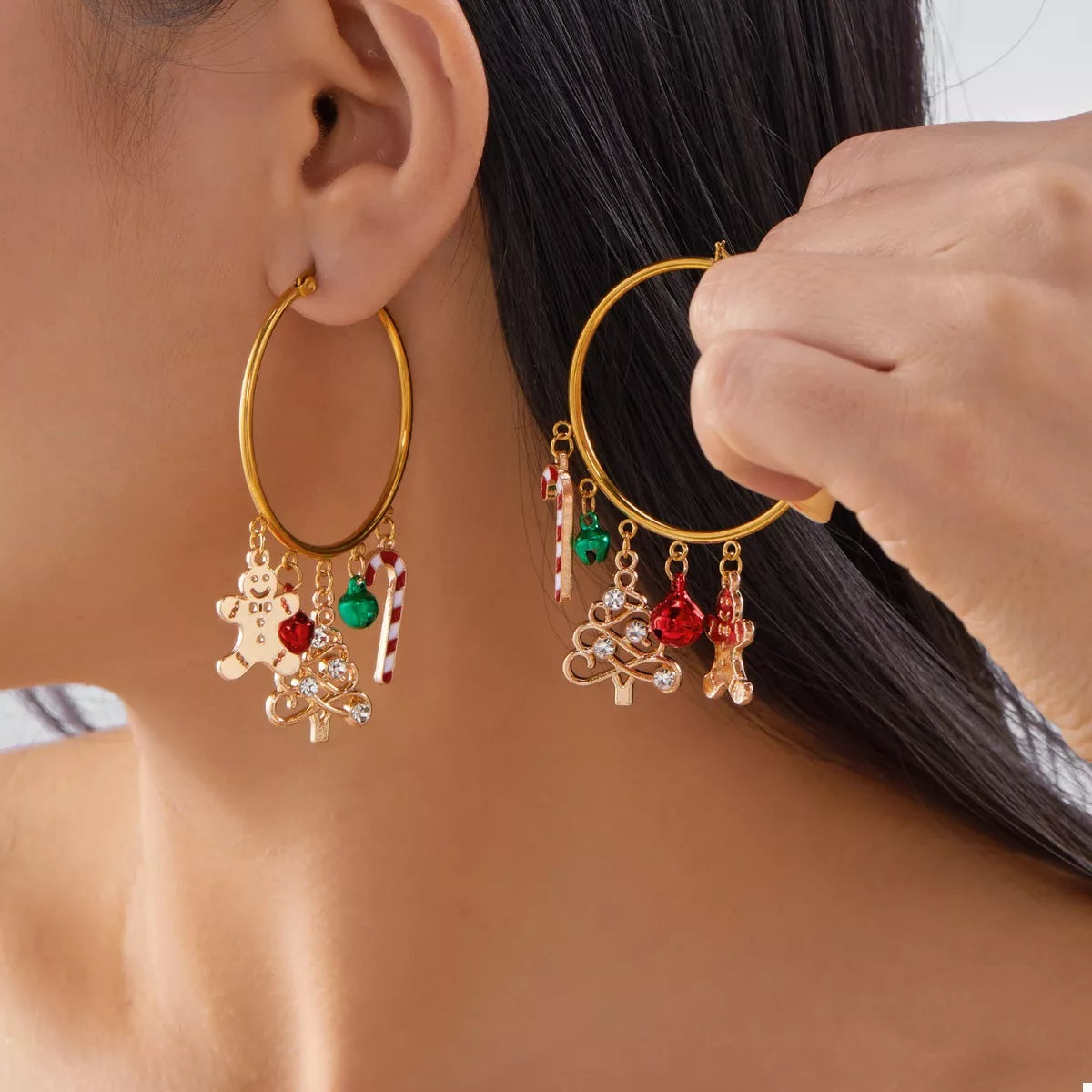 Trendsi Gold / One Size Christmas Theme Hoop Earrings