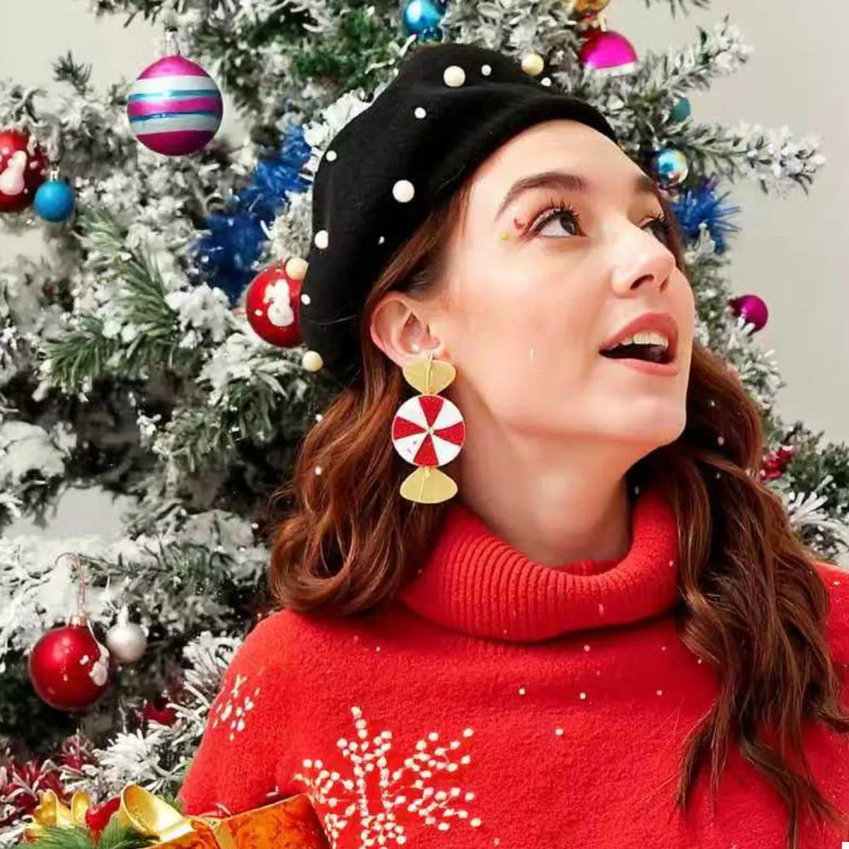 Trendsi Gold / onesize Christmas Candy Drop Earrings