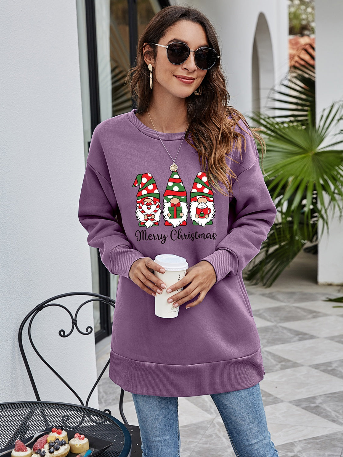 Trendsi Mauve / S MERRY CHRISTMAS Graphic Sweatshirt