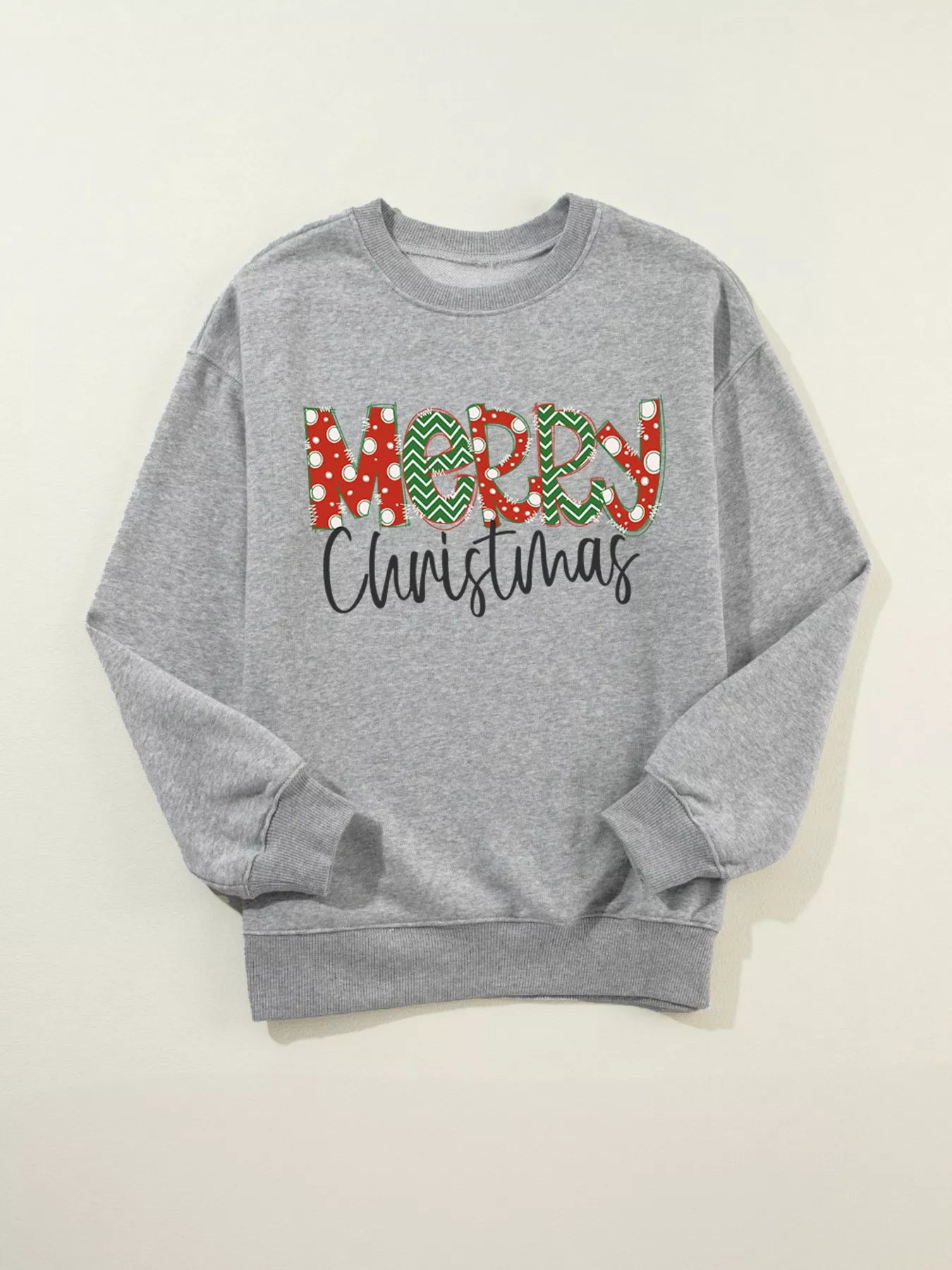 Trendsi Merry Christmas Festive Letter Print Drop Shoulder Sweatshirt