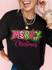 Trendsi MERRY Christmas Letter Graphic Drop Shoulder Sweatshirt