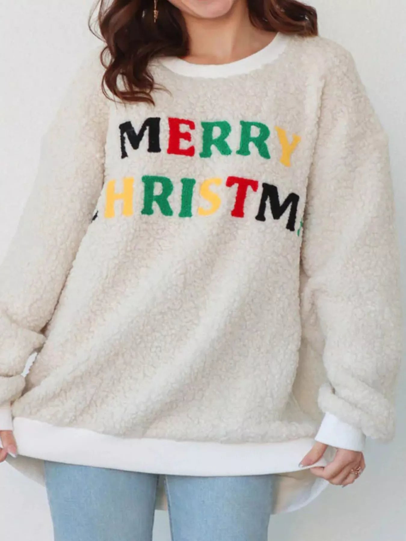 Trendsi Merry Christmas Sherpa Fleece Sweatshirt
