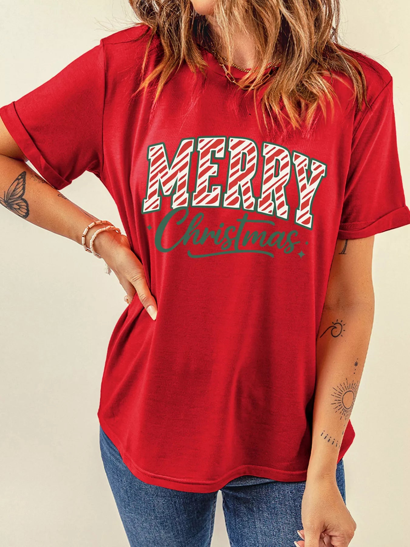 Trendsi Merry Christmas Short Sleeve Graphic Tee