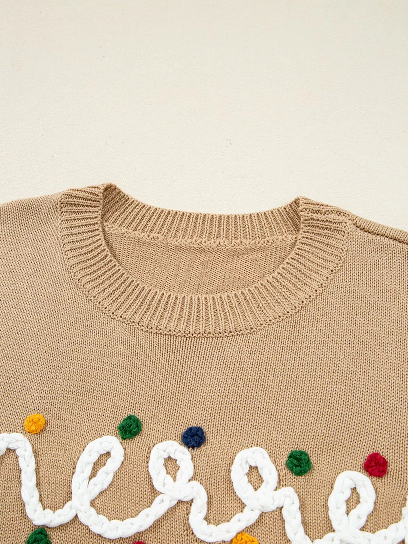 Trendsi Merry Colorful Dot Detail Christmas Dolman Sweater