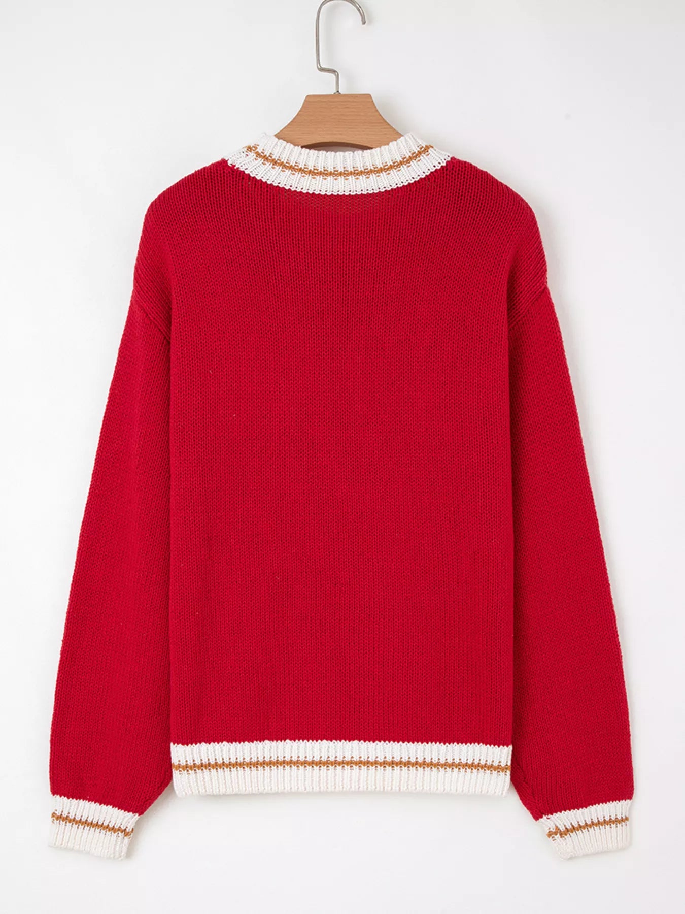 Trendsi MERRY Contrast Edge Drop Shoulder Christmas Sweater