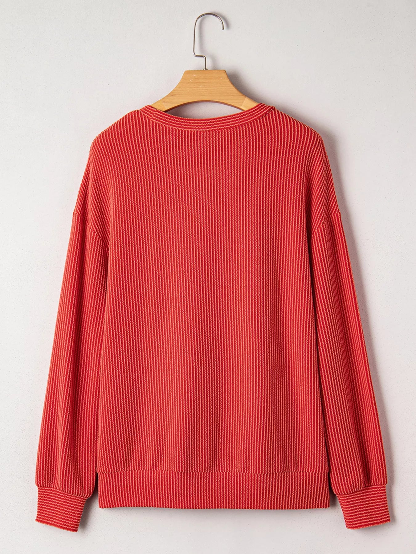 Trendsi Merry Twisted Rib Christmas Loose Long Sleeve Top