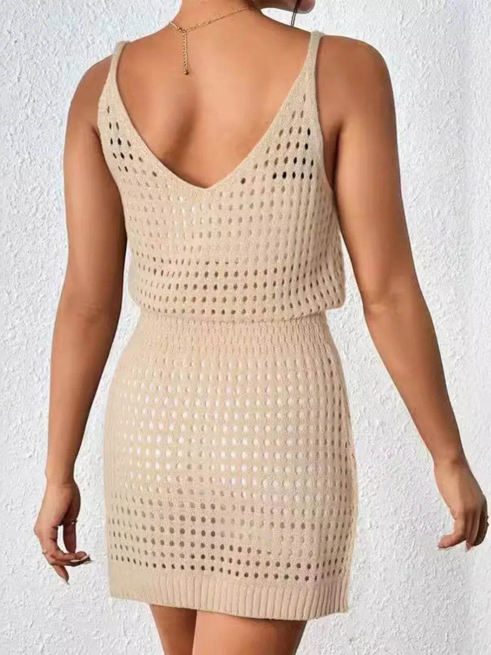 Trendsi Openwork V-Neck Sleeveless Cover Up Dress