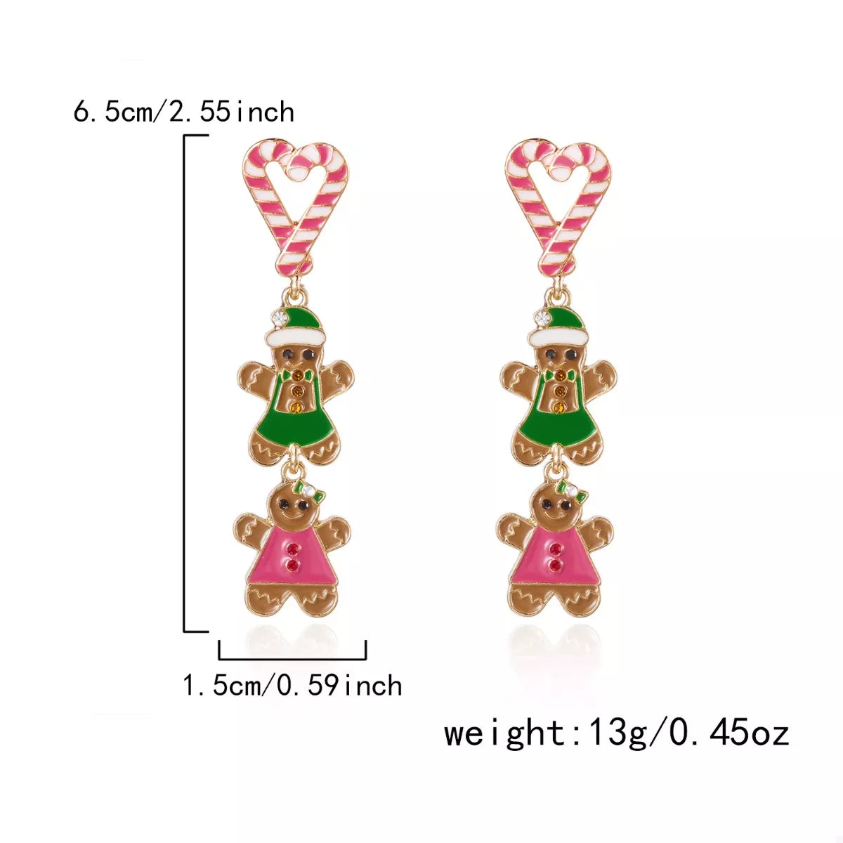 Trendsi Pink / One Size Christmas Gingerbread Drop Earrings