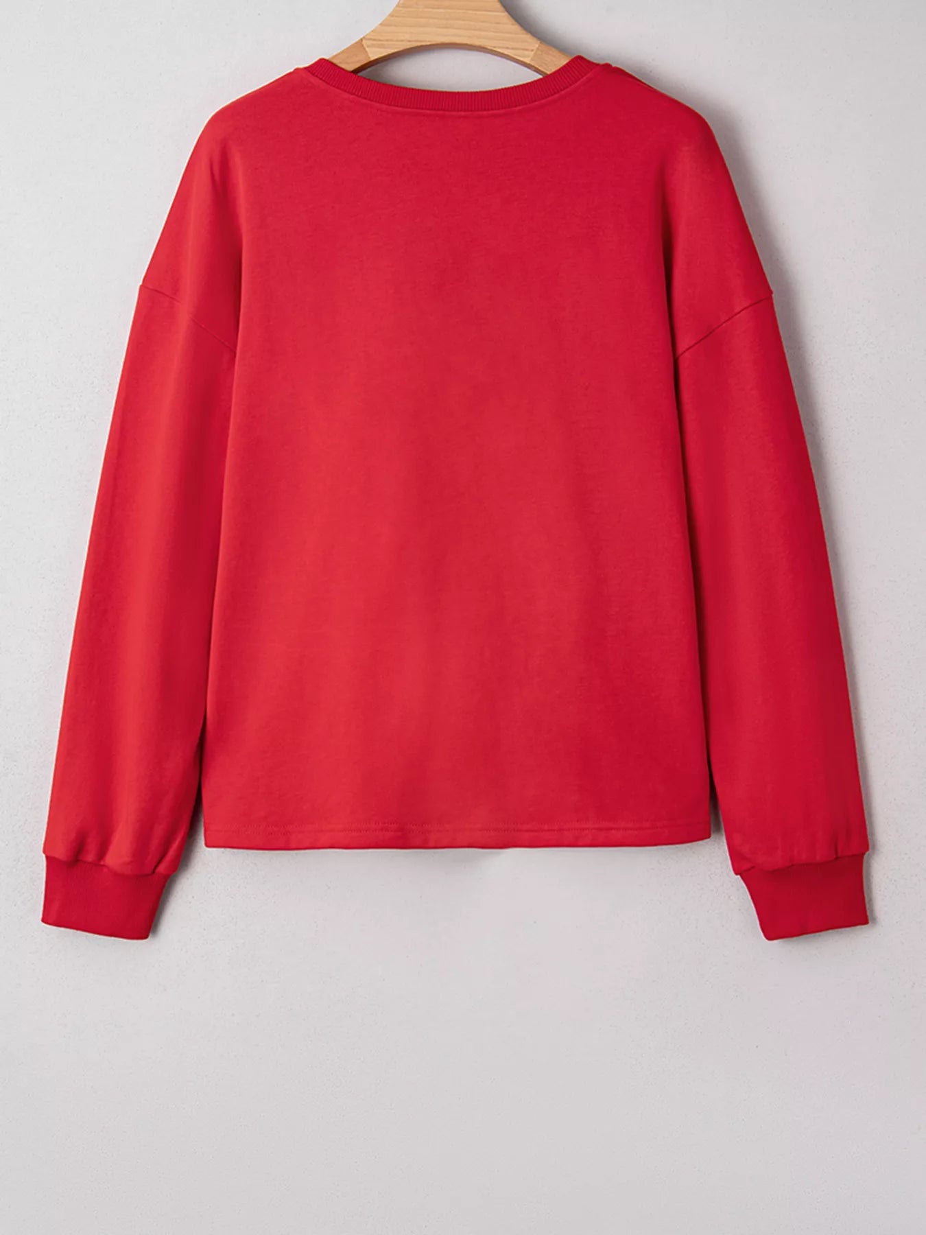 Trendsi Plaid Frayed Double Christmas Tree Patched Drop Shoulder Sweatshirt