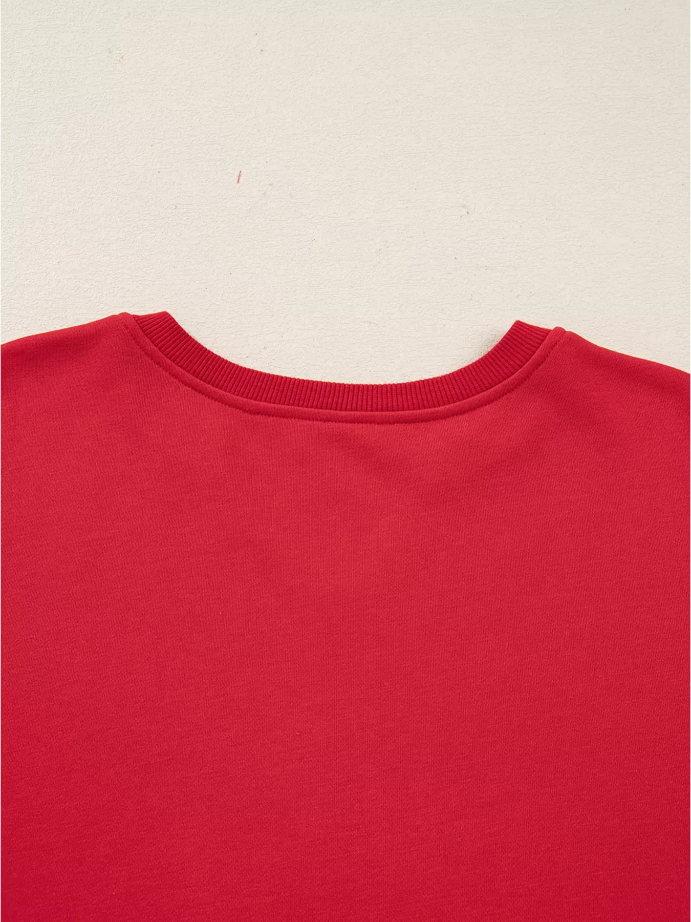 Trendsi Plaid Frayed Double Christmas Tree Patched Drop Shoulder Sweatshirt