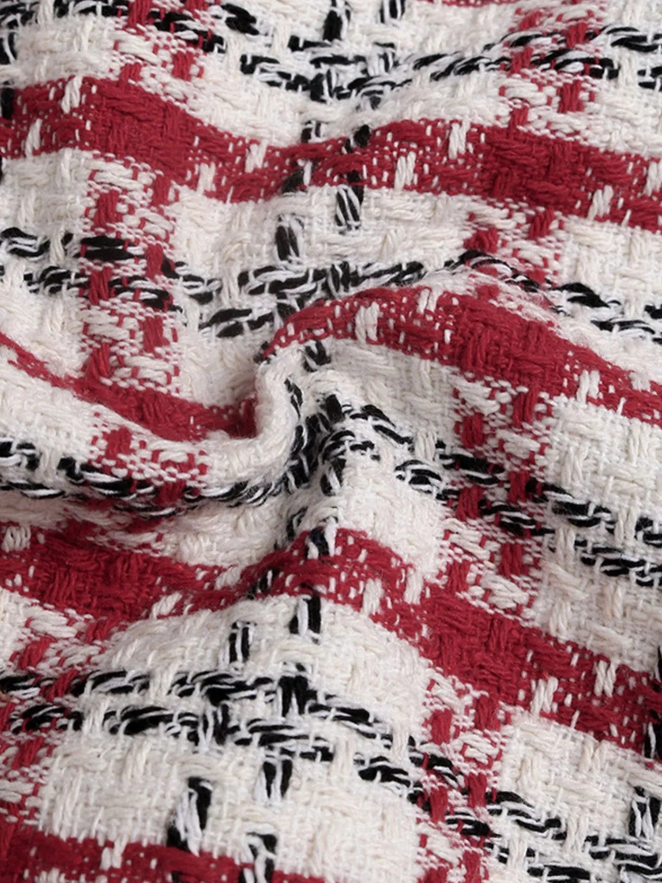 Trendsi Plaid Tweed Square Neck Mini Dress